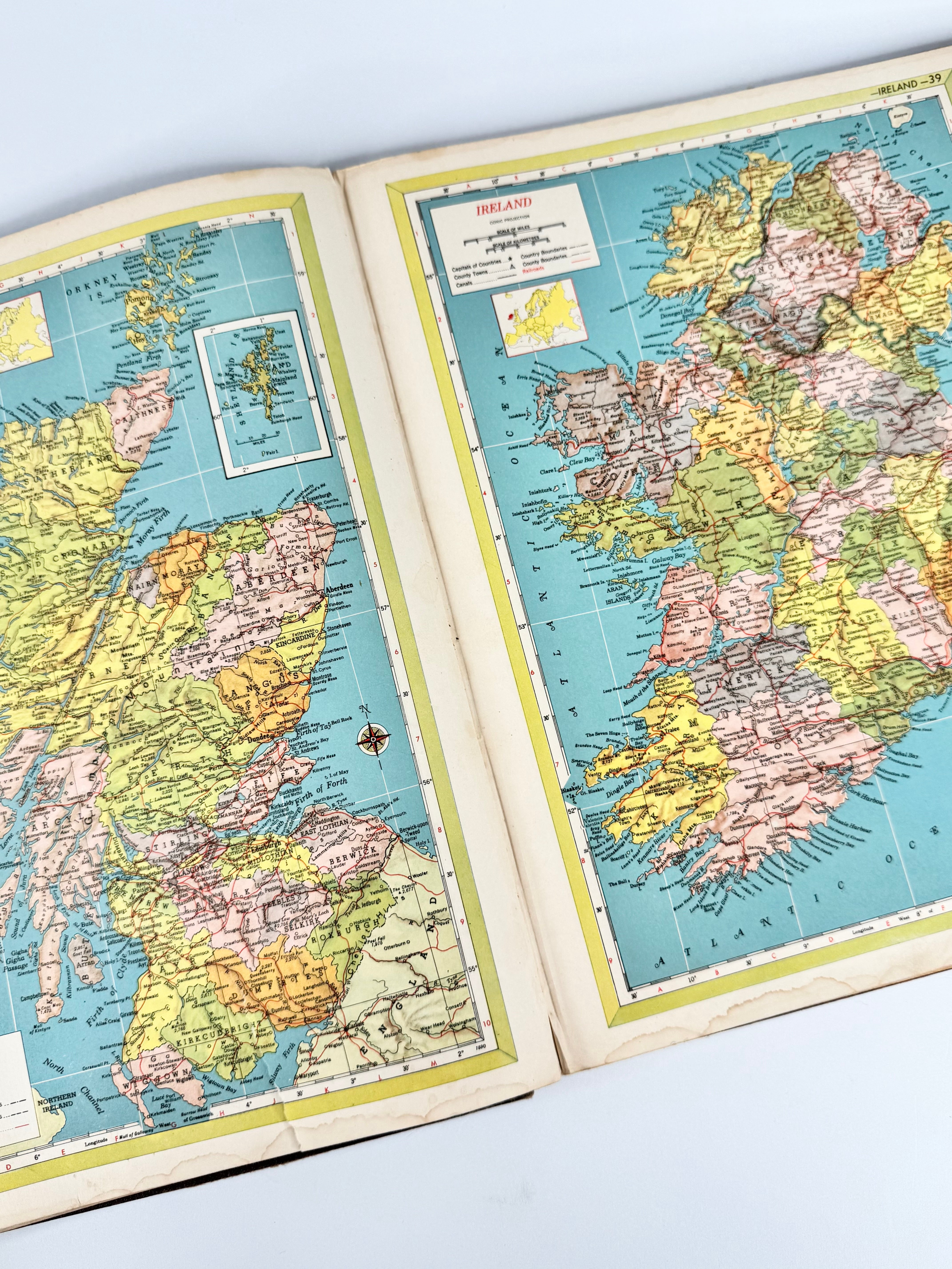 Vintage 1955 The New Elizabethan World Atlas Illustrated