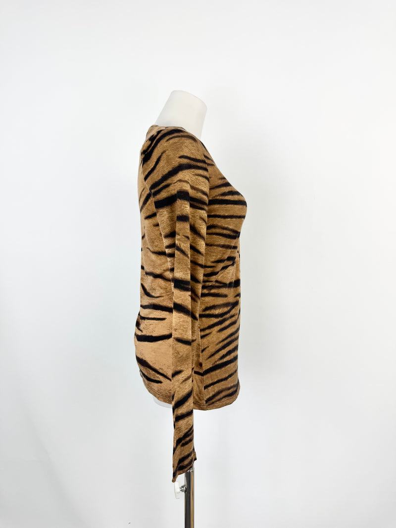 Max Mara Tiger Pattern Scoop Neck Top - AU10