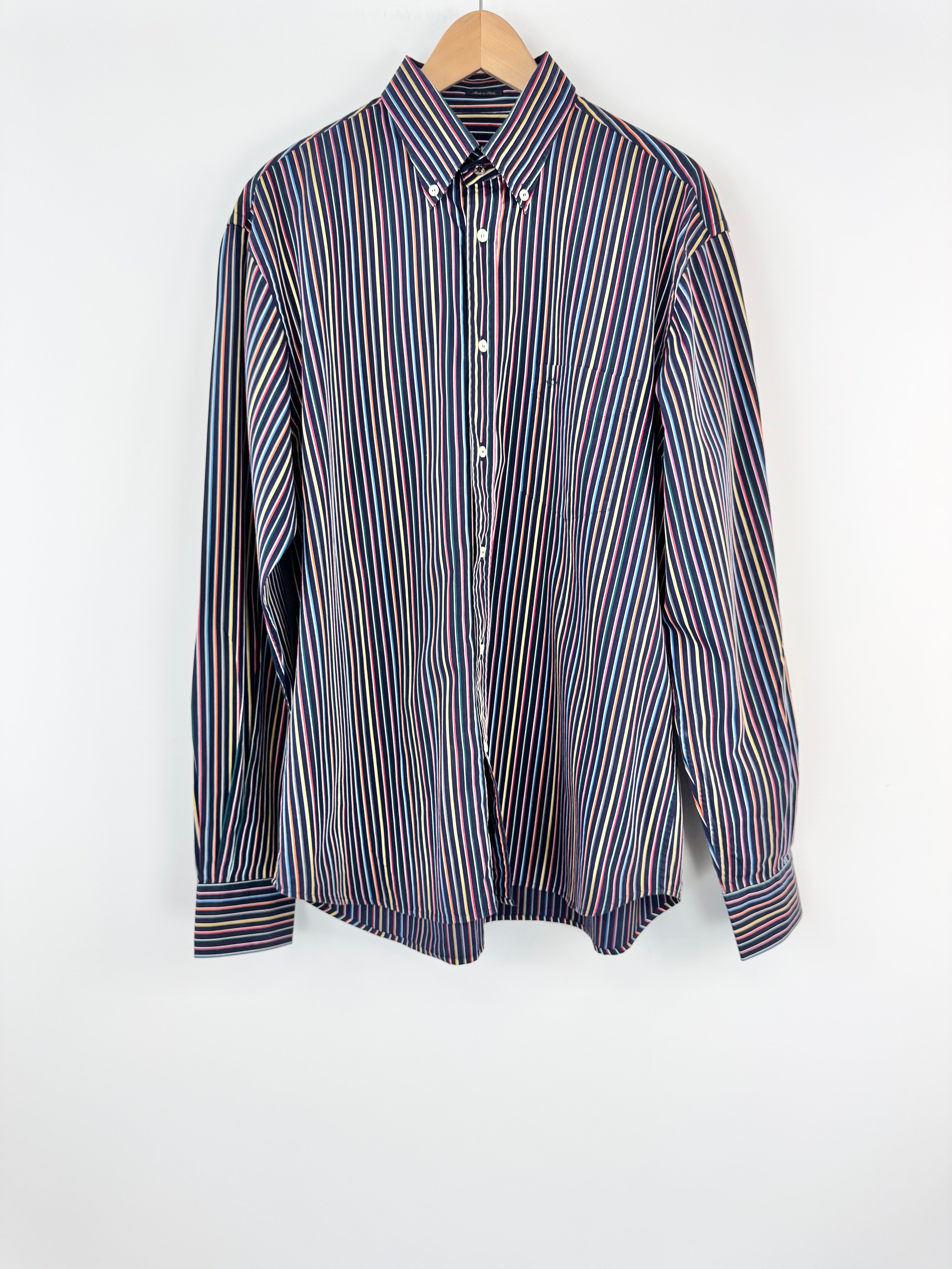 Paul & Shark Navy Rainbow Stripe Cotton Shirt - 43