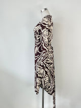 Diane von Furstenberg Vintage Label Brown & White Silk 'Julian' Wrap Dress - AU10/12