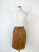 Vintage Scanlan Theodore Bronze Leather Tulip Mini Skirt - AU6