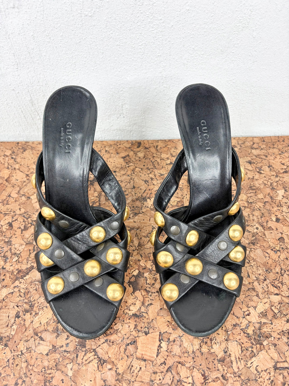 Gucci Black Studded Leather ‘Babushka’ Mules - EU38