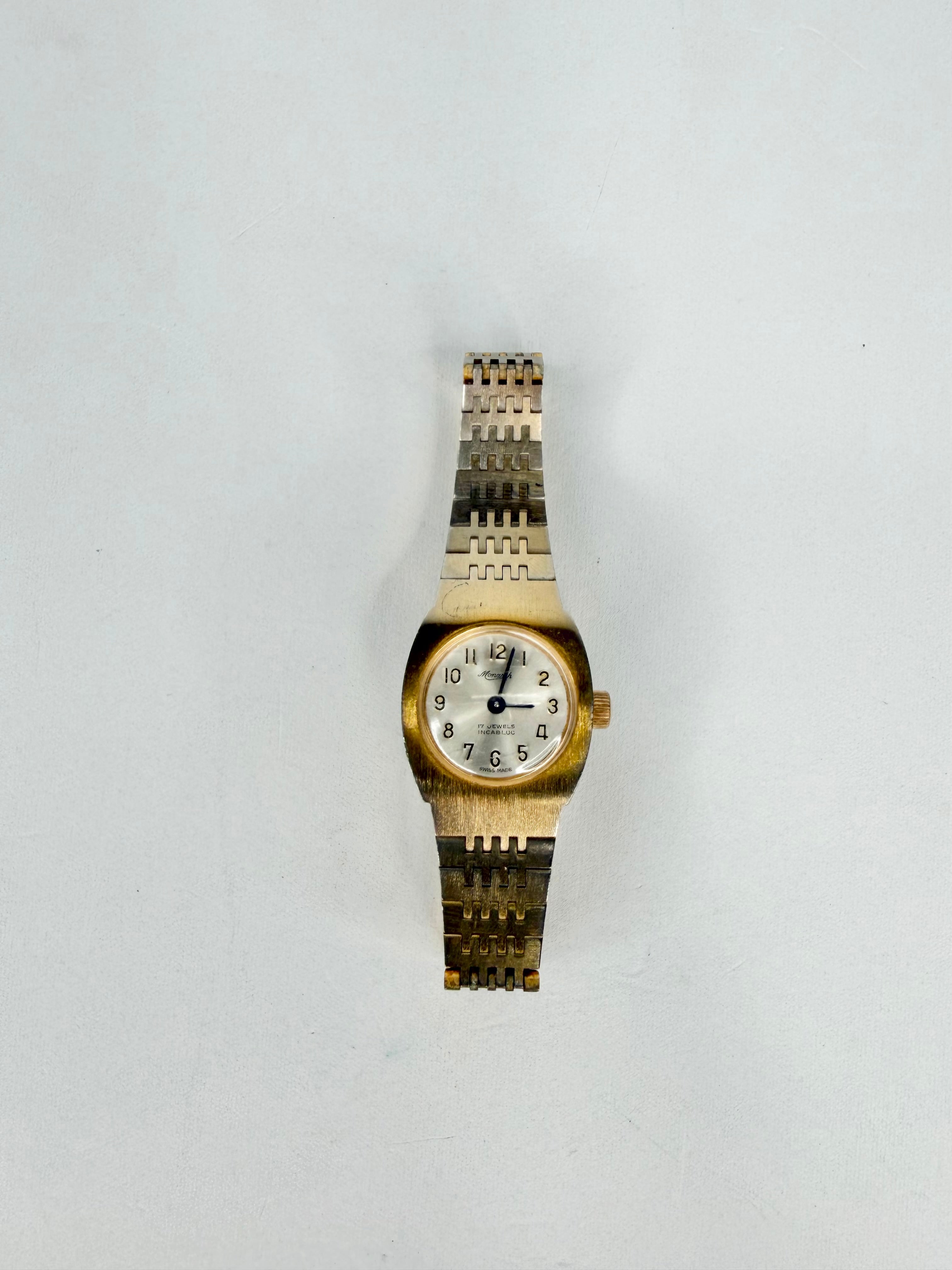 Vintage Monarch Swiss-Made Gold-Toned Wristwatch