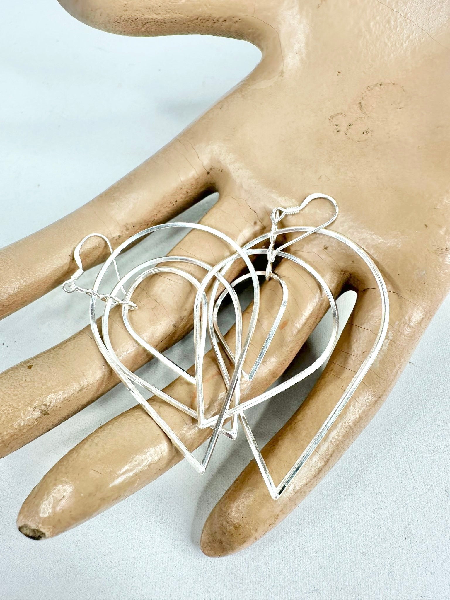 MFW Silver 3 Layer Teardrop Earrings