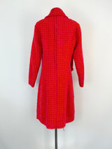 Vintage 60s Allen Gar Fuchsia & Orange Woven-Wool Dress - AU8