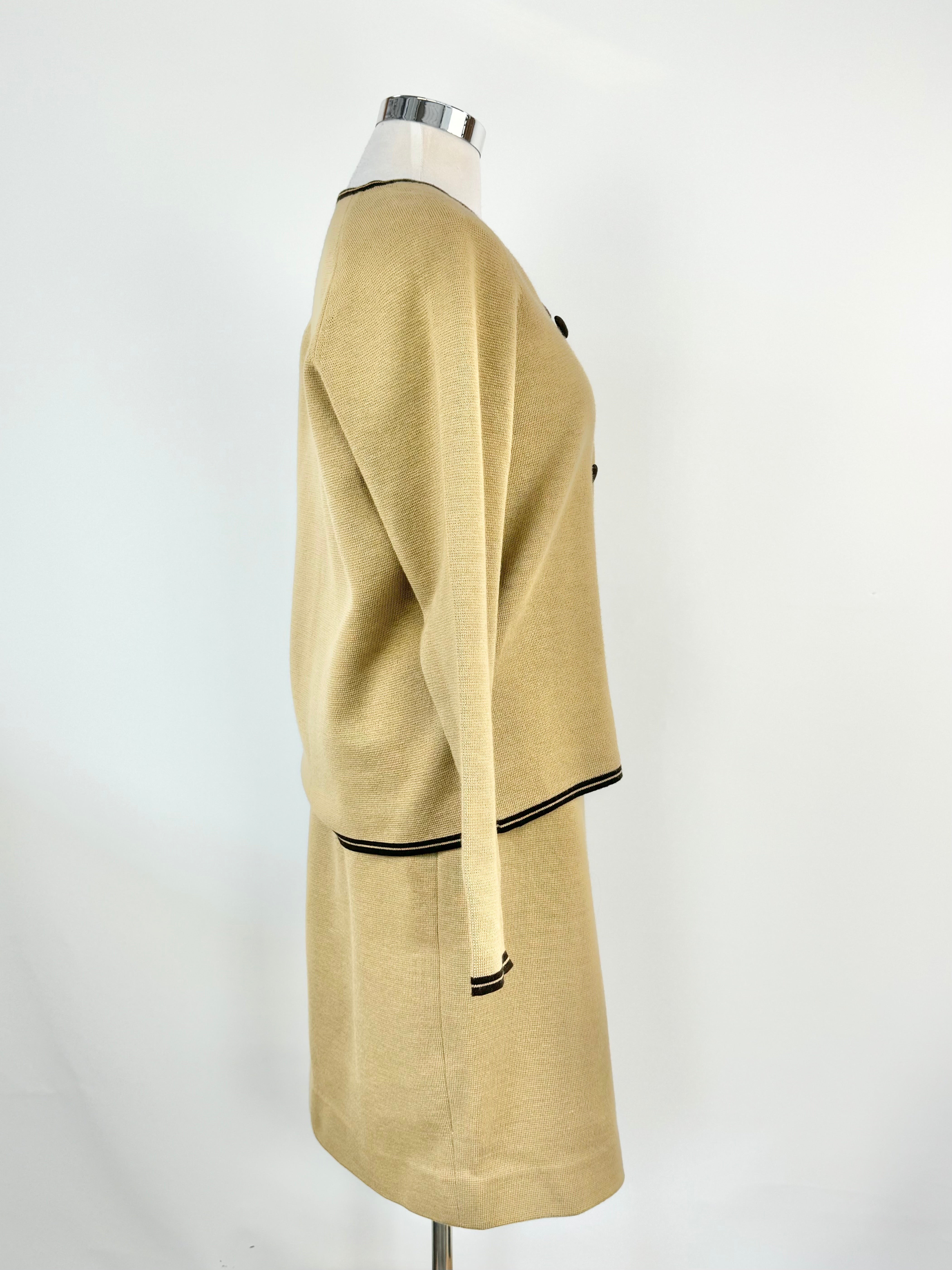 Hand Made Taupe Two Piece Wool Suit - AU12/14
