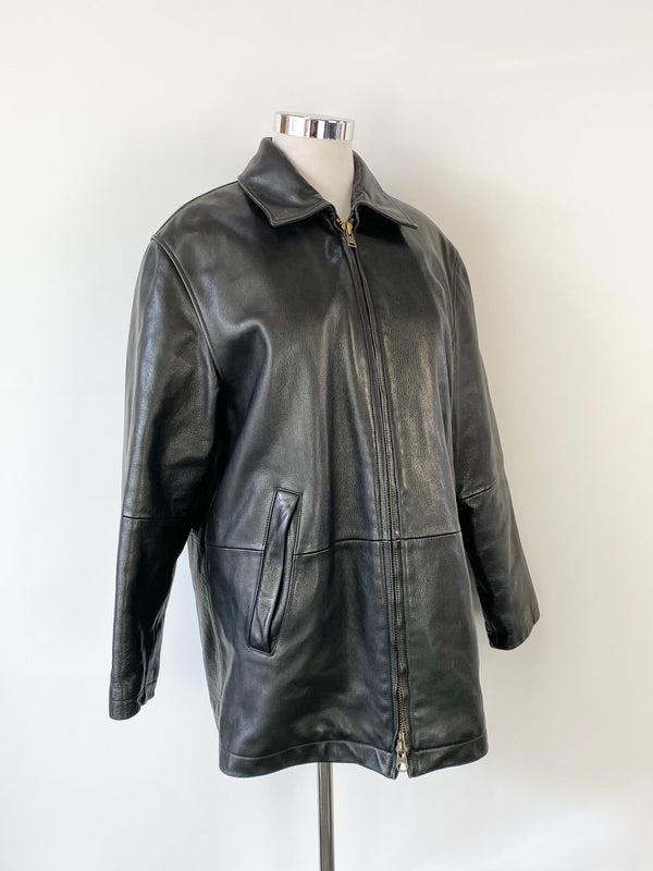 Timberland Black Leather Jacket - M