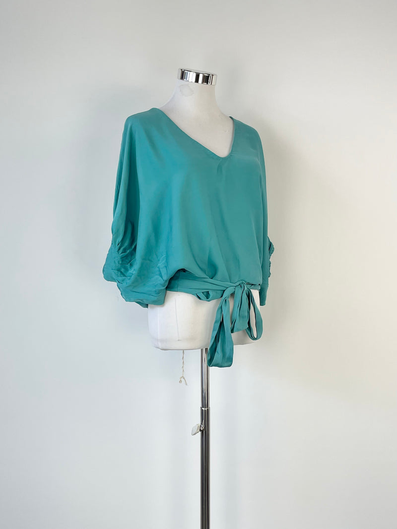 Diane von Furstenberg Teal Silk 'Edna' Top - AU10