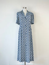 Diane von Furstenberg Blue Lily Florals Button Up Dress - AU8