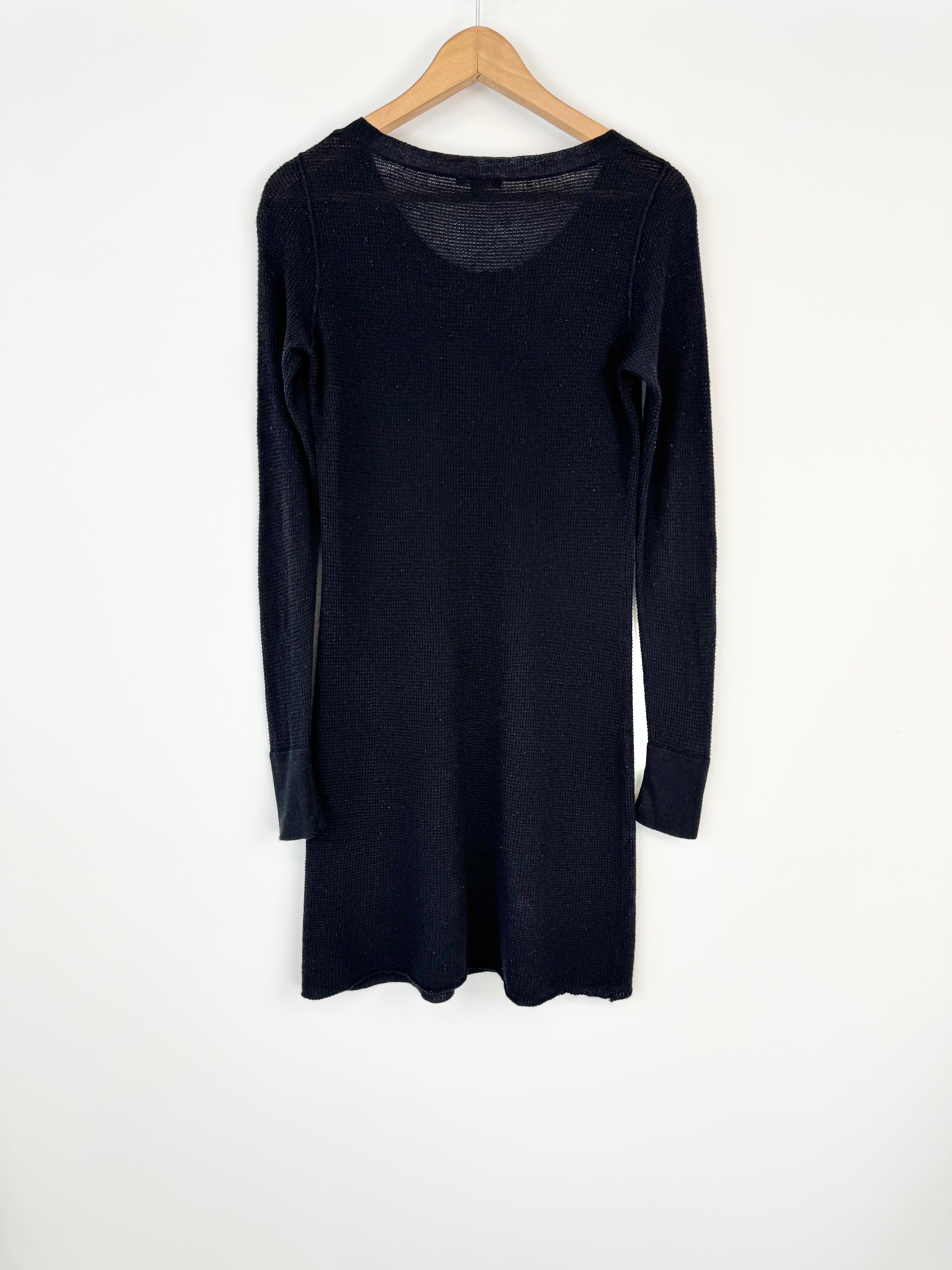James Perse Black Textured Cotton & Cashmere Dress - AU10
