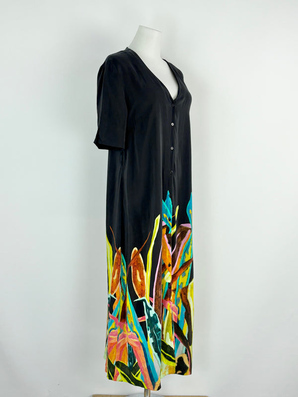 Gorman x Rebekah Callaghan Black Patterned Silk-Blend Tunic Dress - AU10