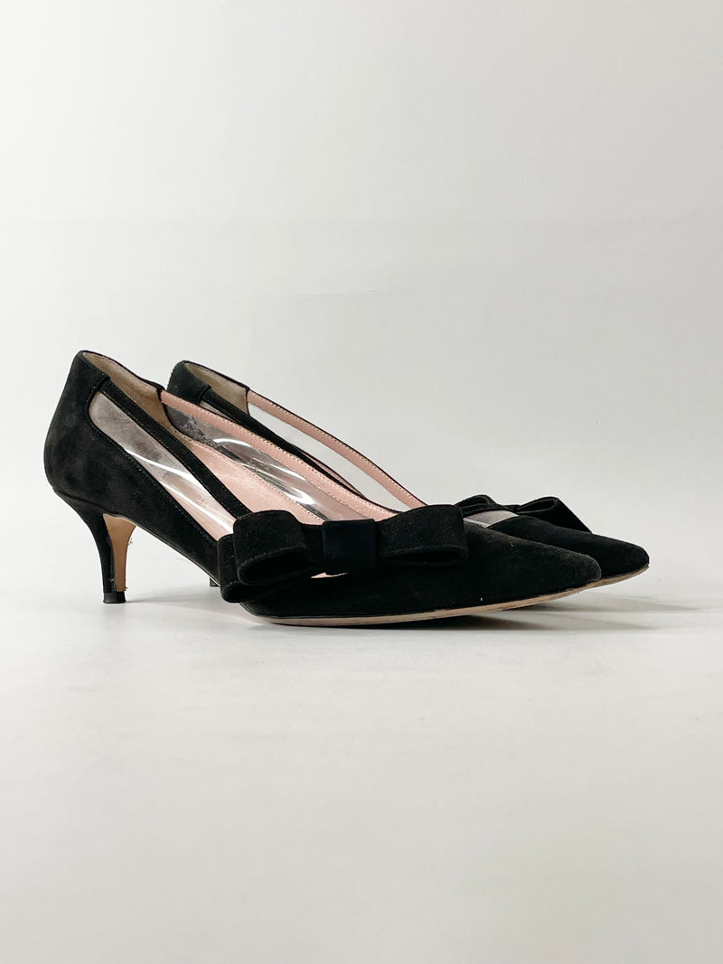 Kate Spade Black Suede Bow Accent Pumps - 7M