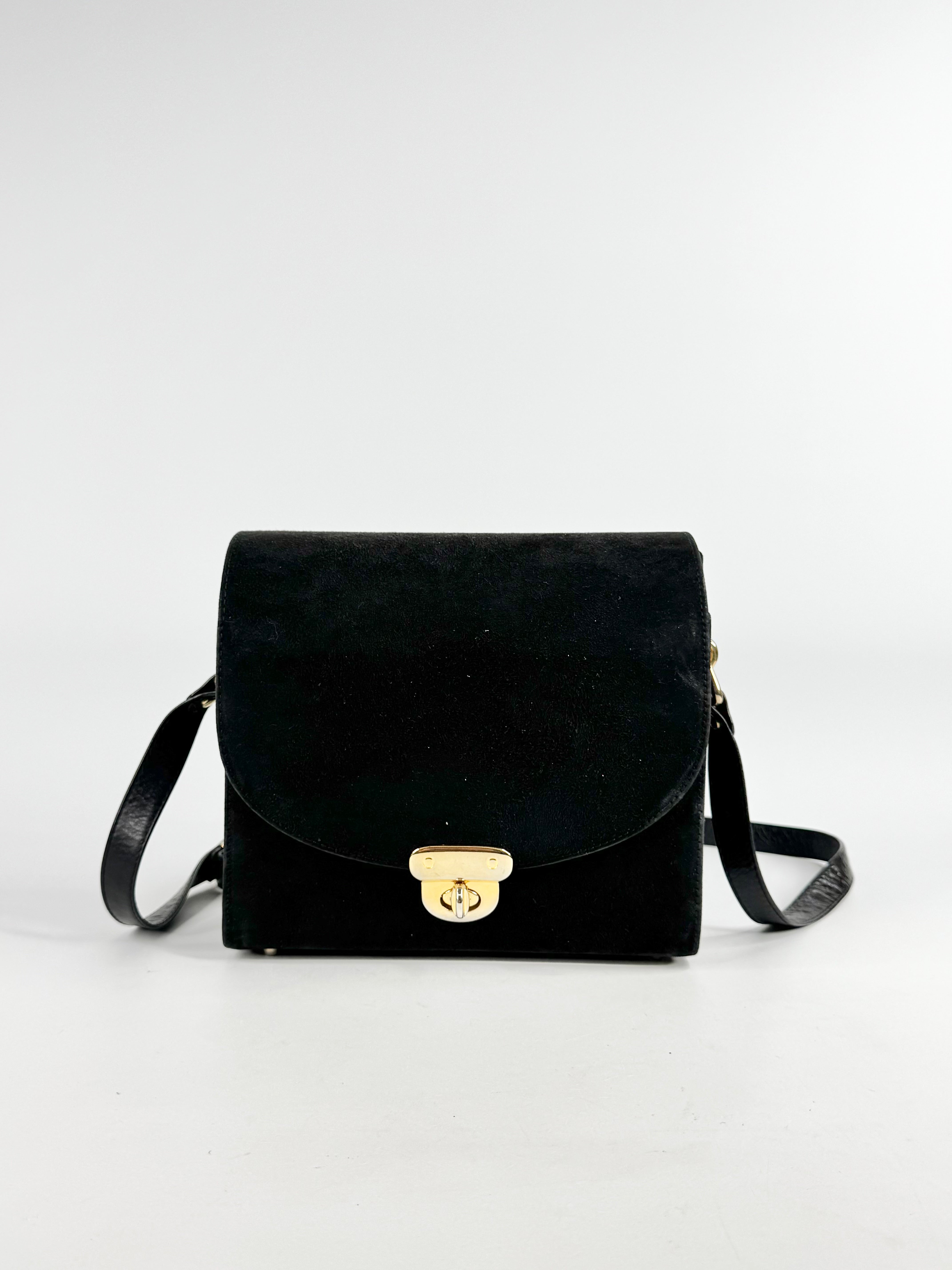 Vintage Balenciaga El Corte Ingles Black Suede Shoulder Bag