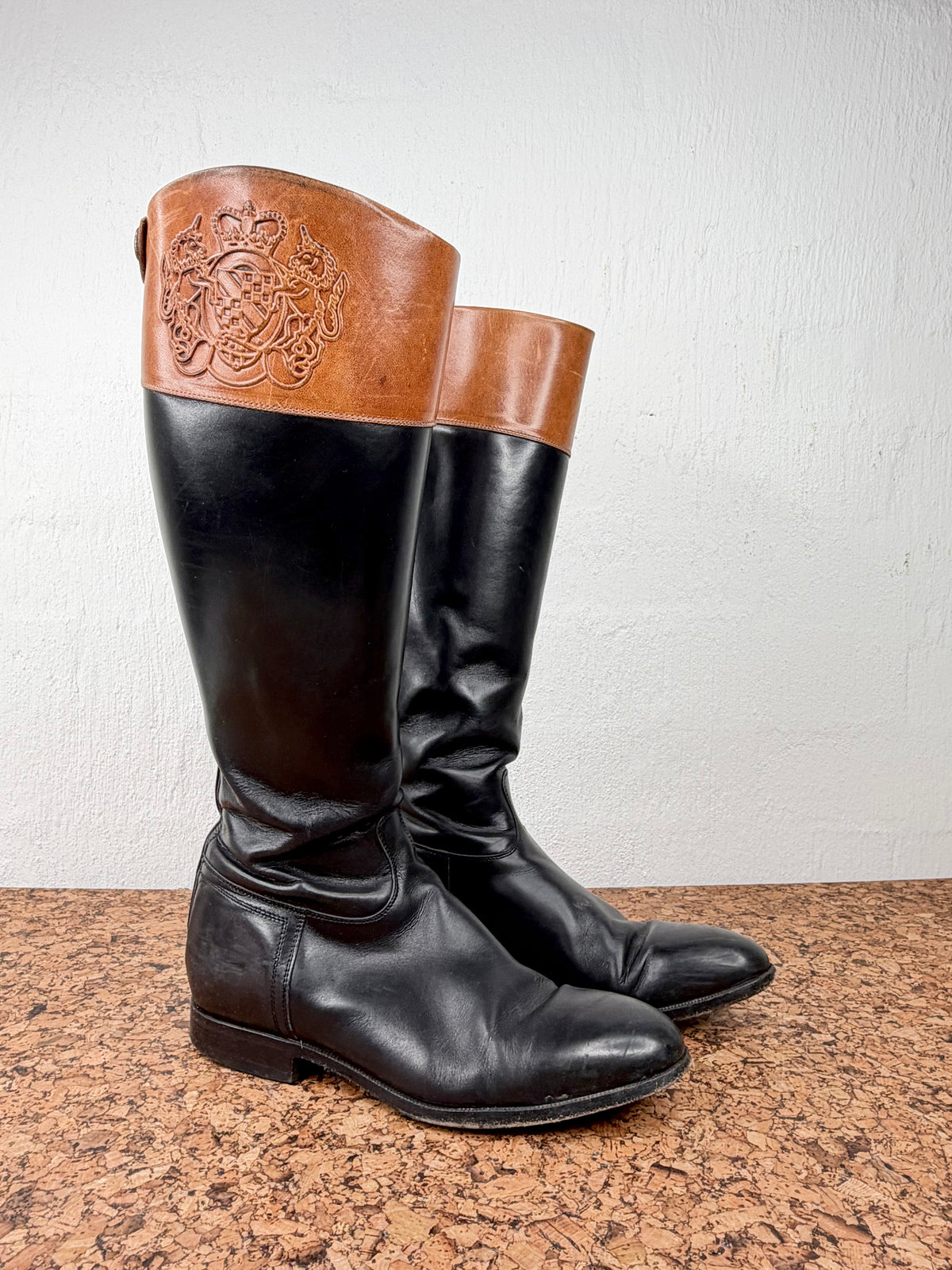 Alberto Fasciani Black & Tan Leather Riding Boots - EU39
