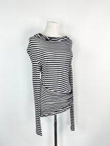 Max Mara White & Blue Striped Sheer Stretchy Skivvy - AU10