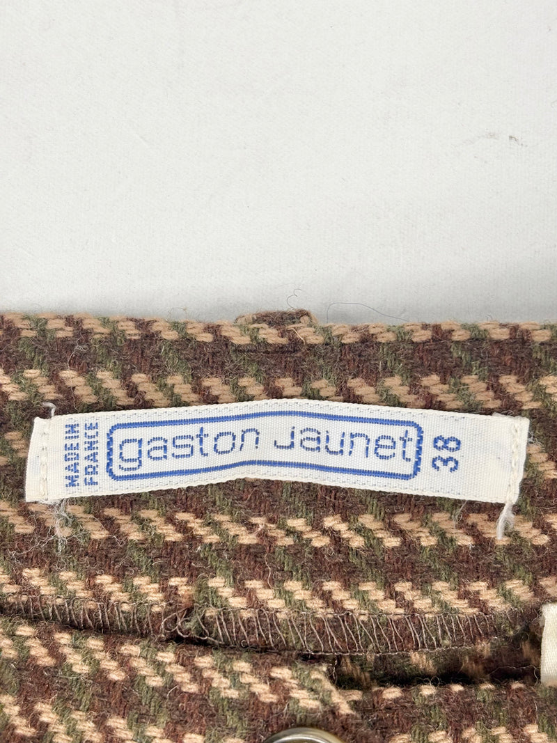 Vintage 70s Gaston Jaunet Beige Wool-Blend Trousers - AU6
