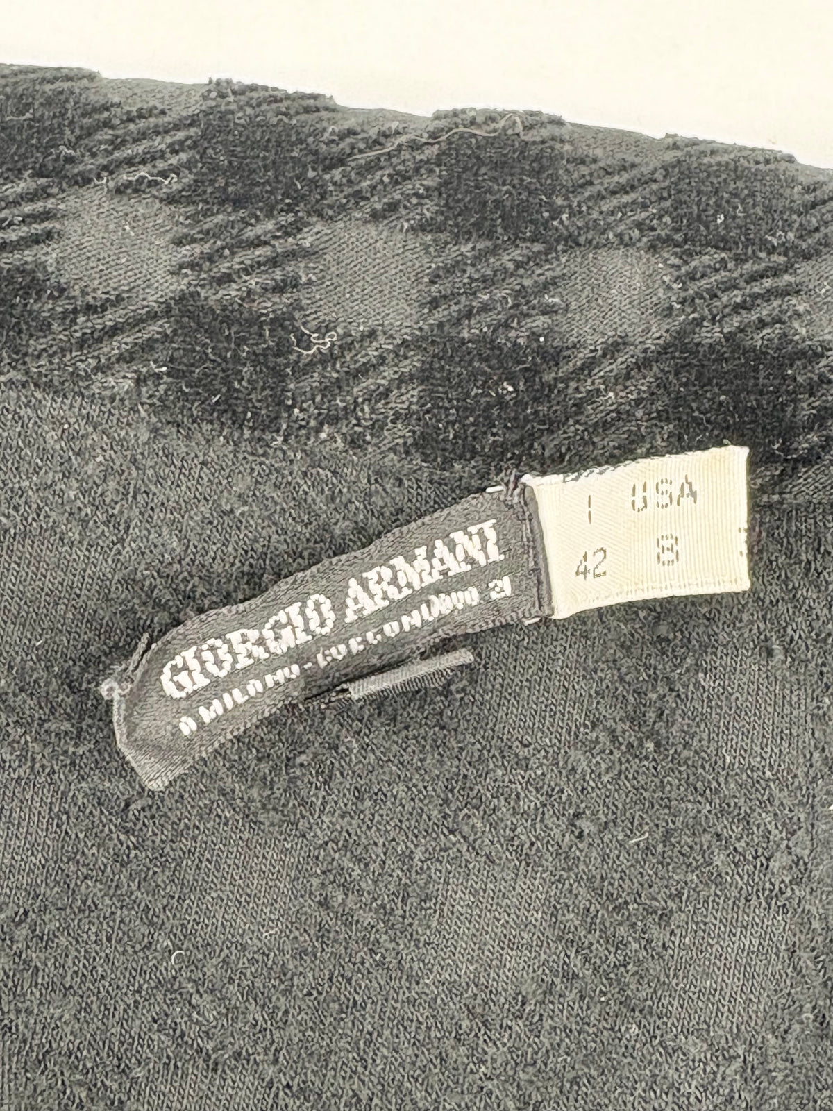 Vintage 80s Giorgio Armani Black Felted-Check Jacket - AU10/12