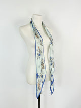 Oscar de la Renta Pale Blue Long Posy Scarf