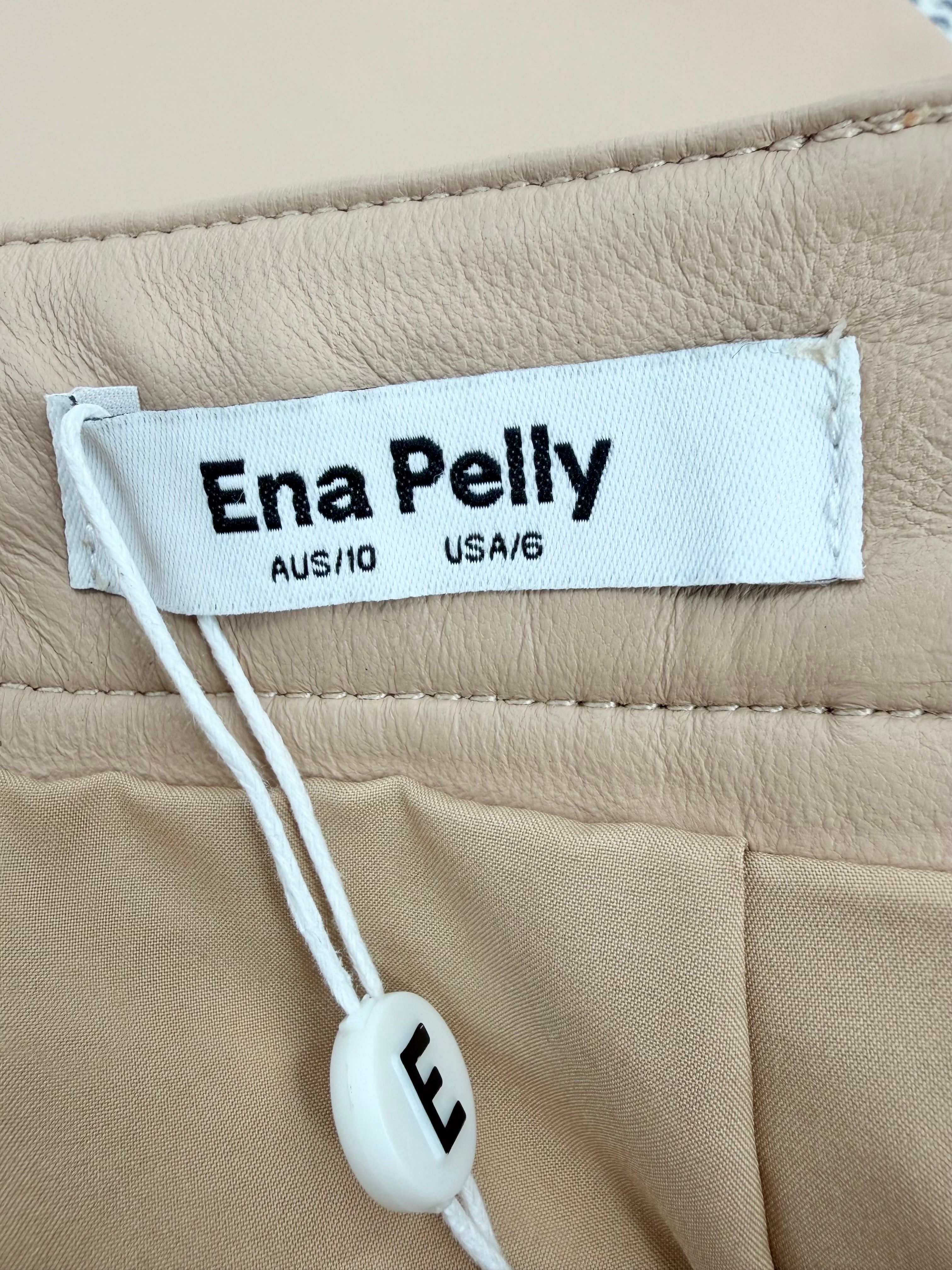 Ena Pelly Latte Leather Asymmetrical Button Skirt NWT - AU10