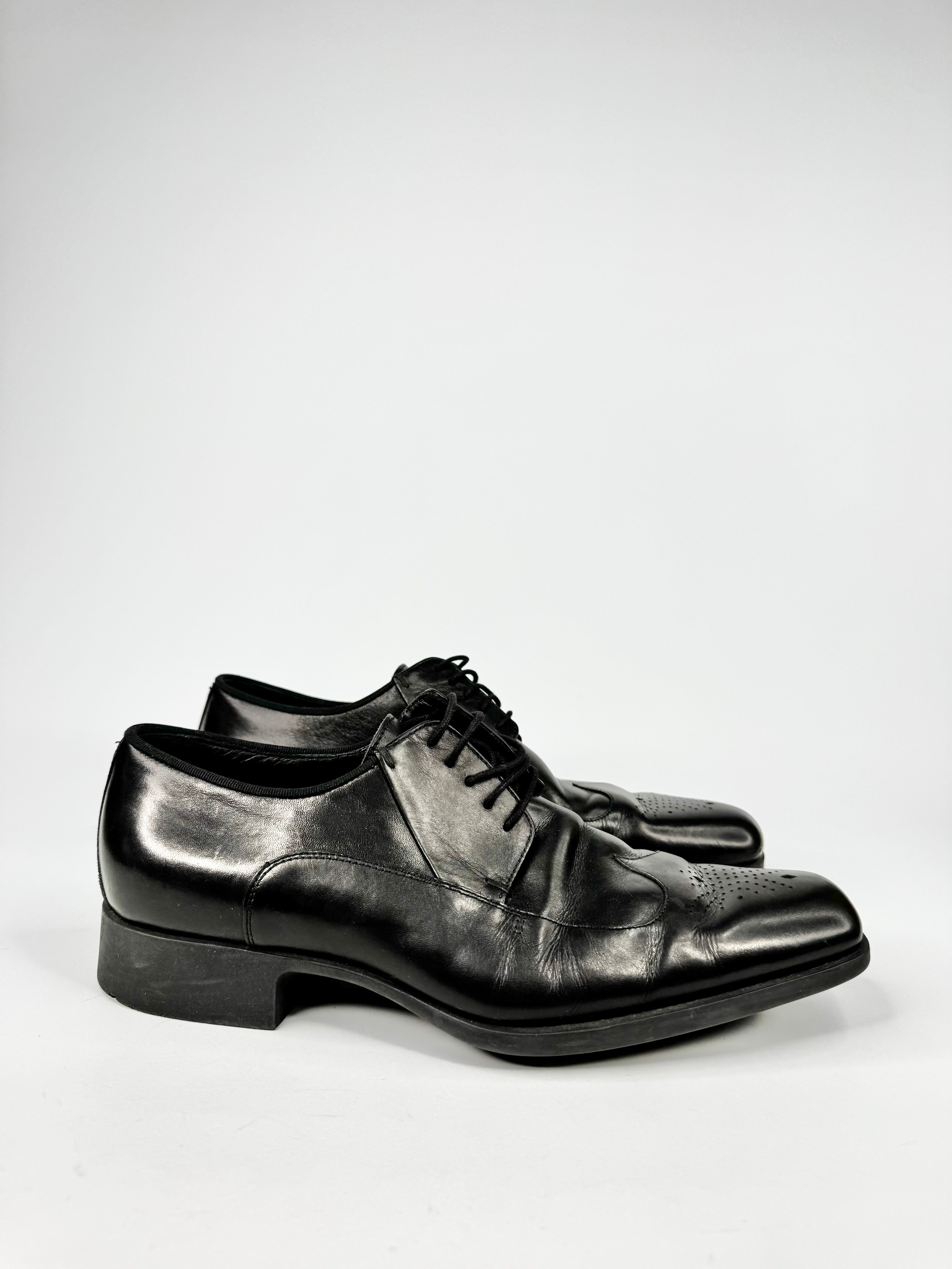 Emporio Armani Black Brogue Pattern Shoes - EU43.5