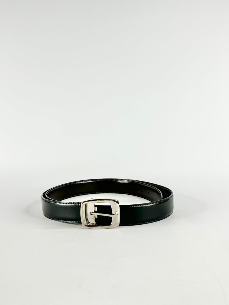 Monte Blanc Sleek Black Leather Belt