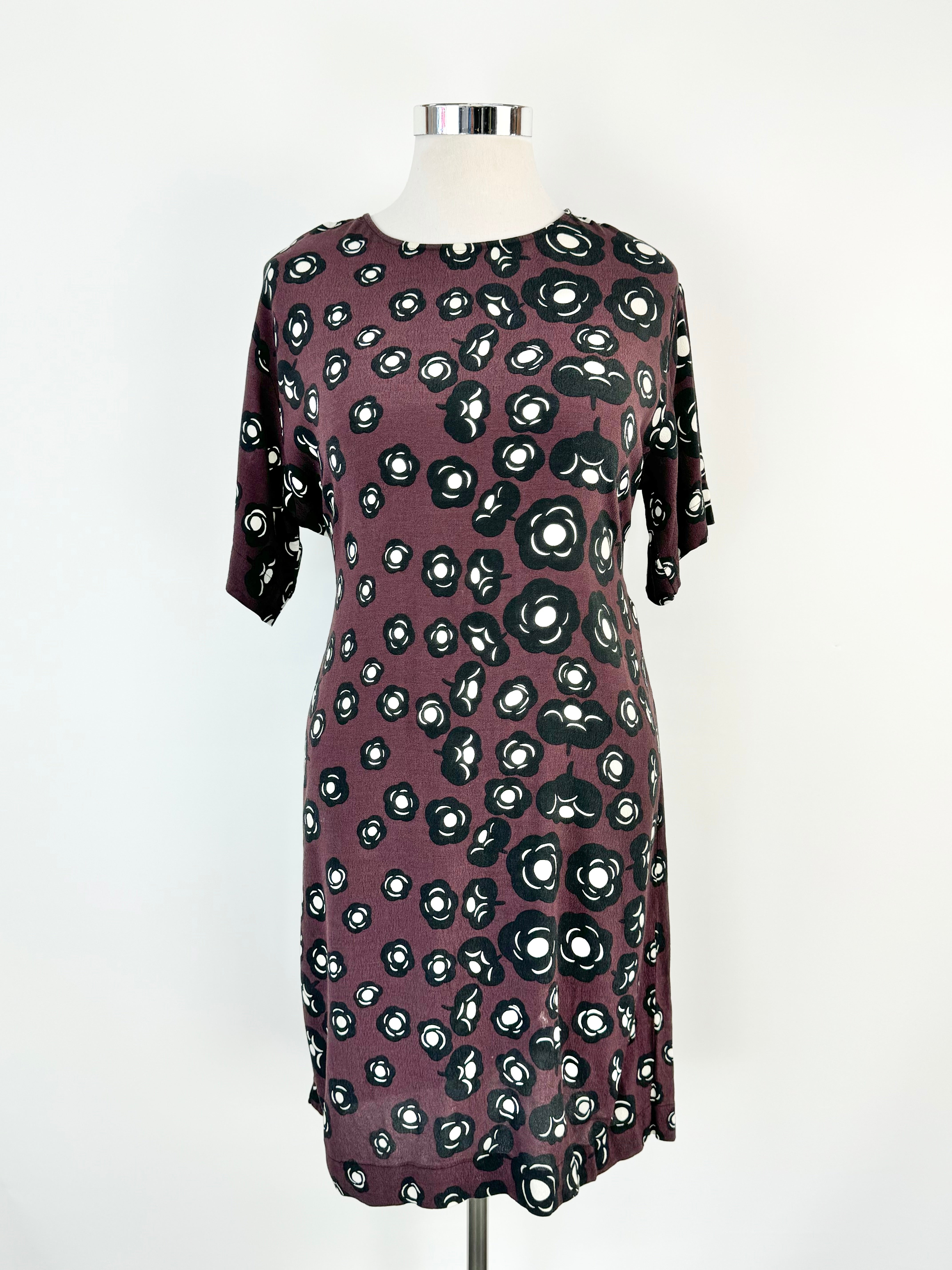 Marimekko 'Tumma' Pattern Red & Black Pattern Dress - AU8/10