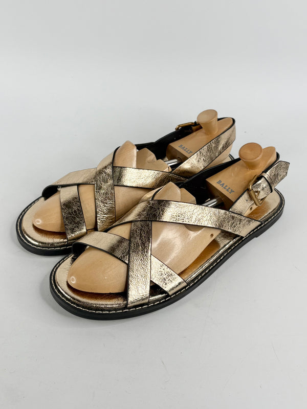 Commonry Gold Leather 'Deva' Sandals - EU42