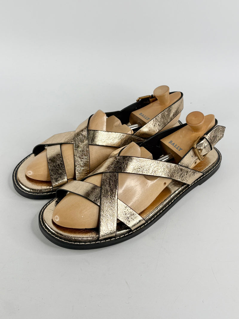 Commonry Gold Leather 'Deva' Sandals - EU42