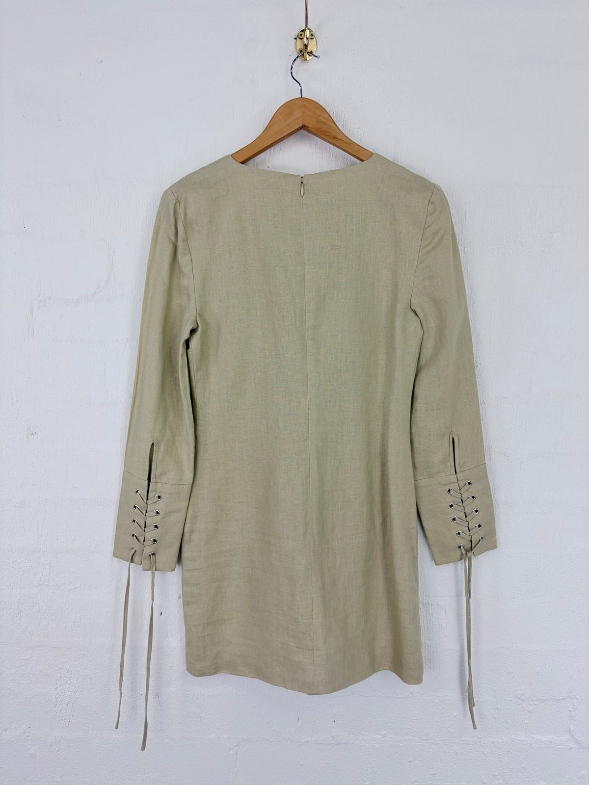 Torannce Pale Khaki Lace-Up Mini Dress - AU8