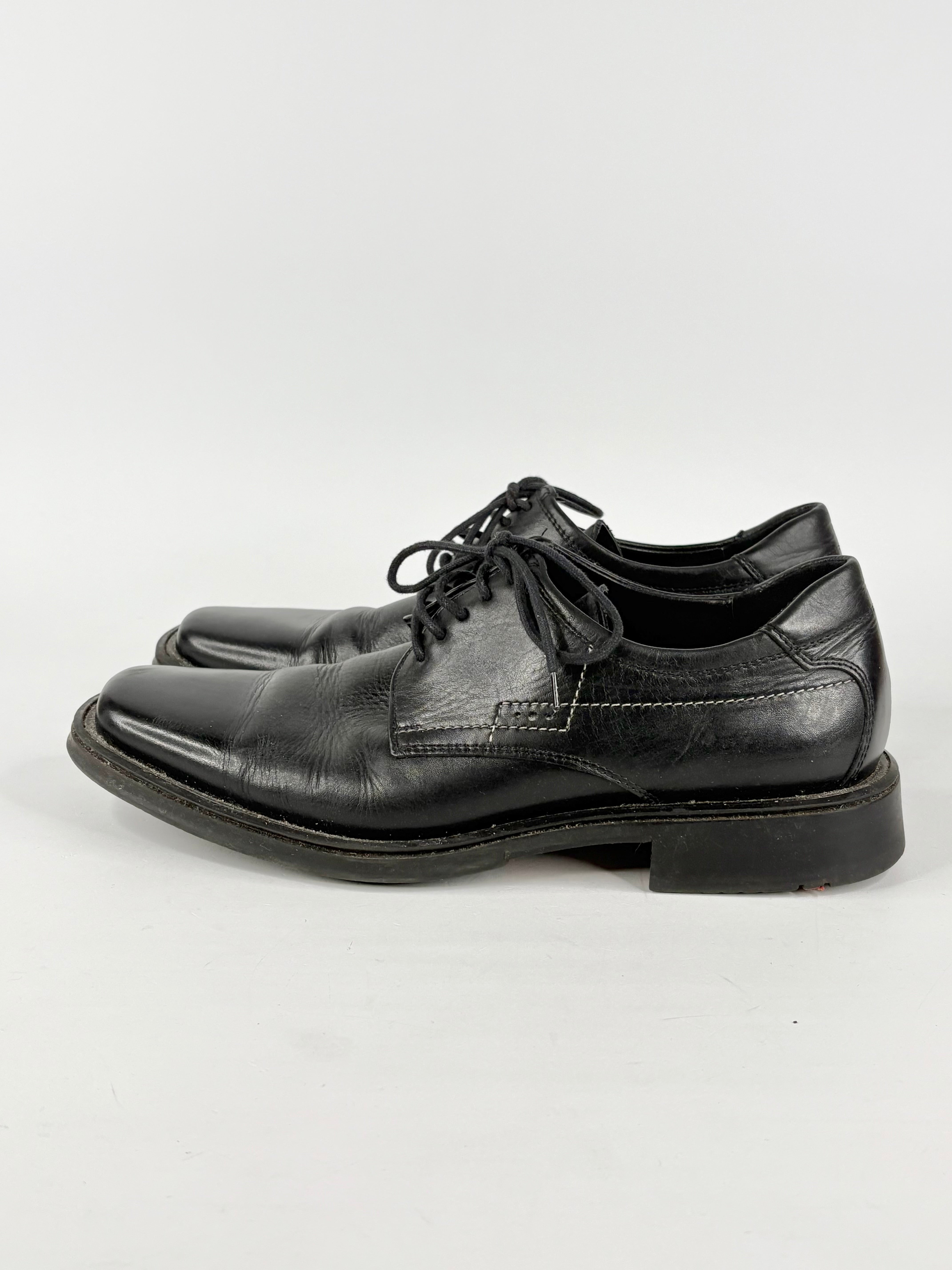 Lloyd Black Leather 'Hattric' Square-Toe Dress Shoes - EU42