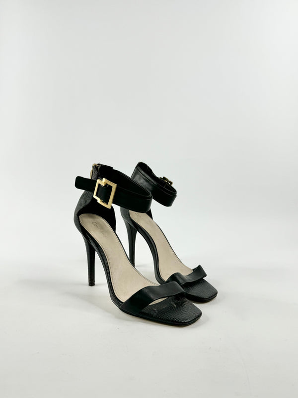 Calvin Klein Black Lizard Texture 'Sable' Stilettos - EU38