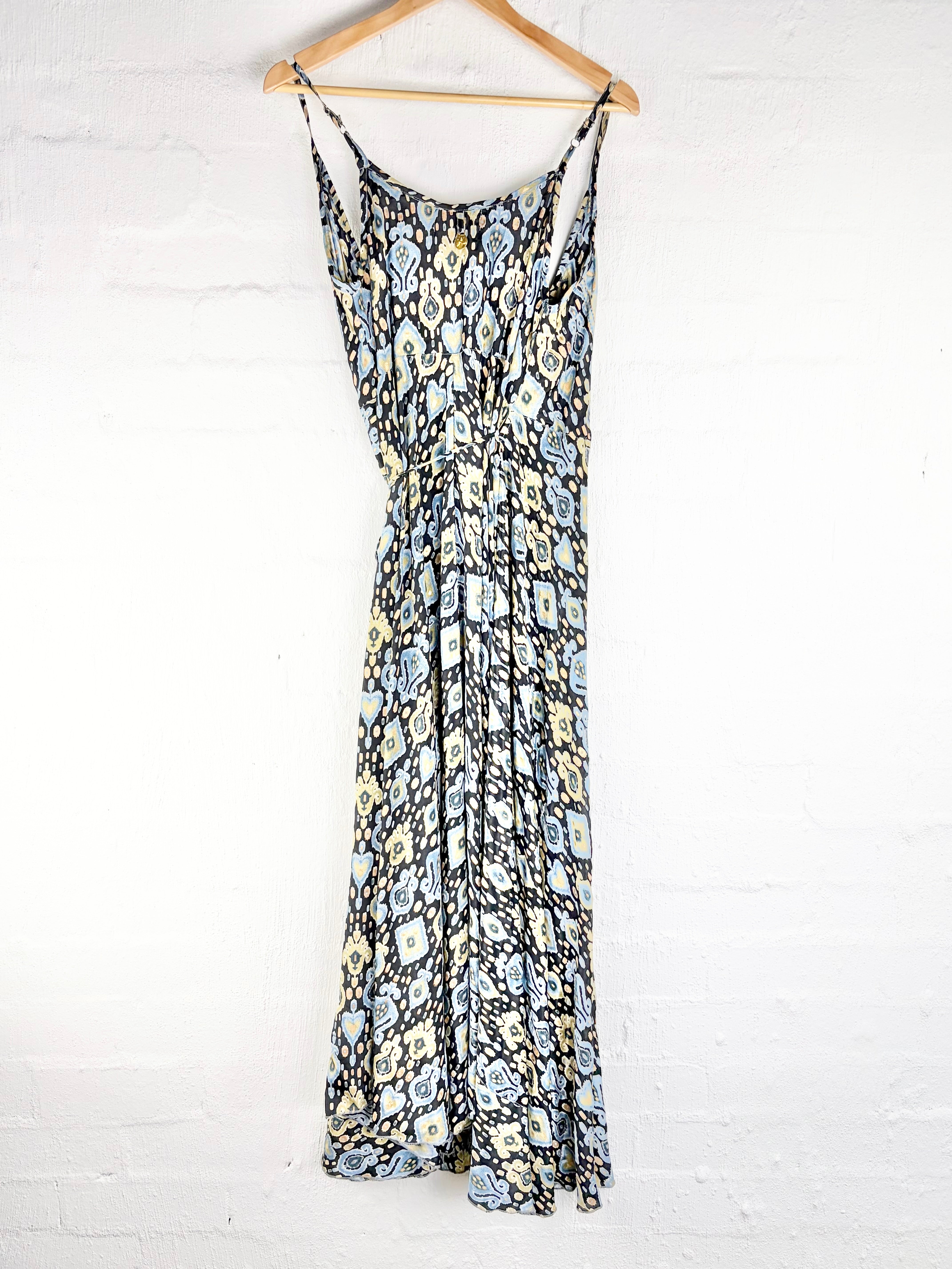 PAHIESA Formentera Silk Printed Wrap Dress - Free Size