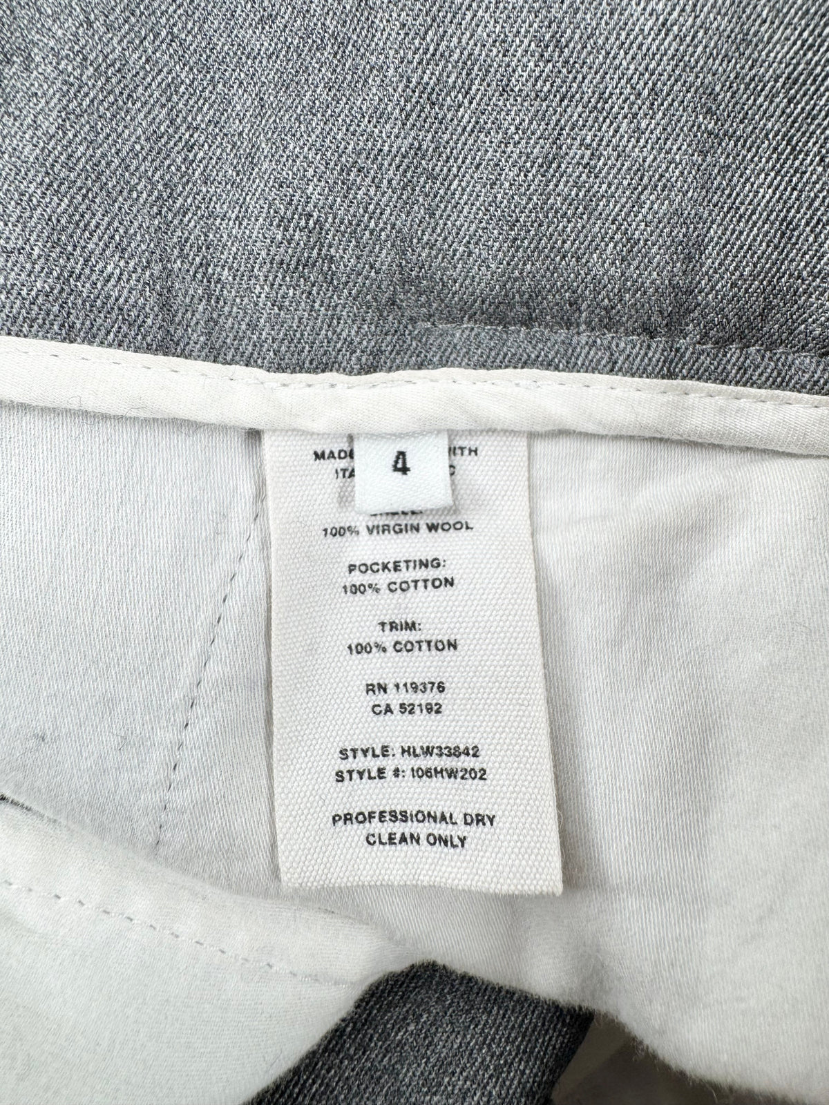 Helmut Lang Ash Grey Ruffled Waist Slacks - AU8