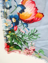 Gucci Sky Blue Floral Wool-Blend Scarf