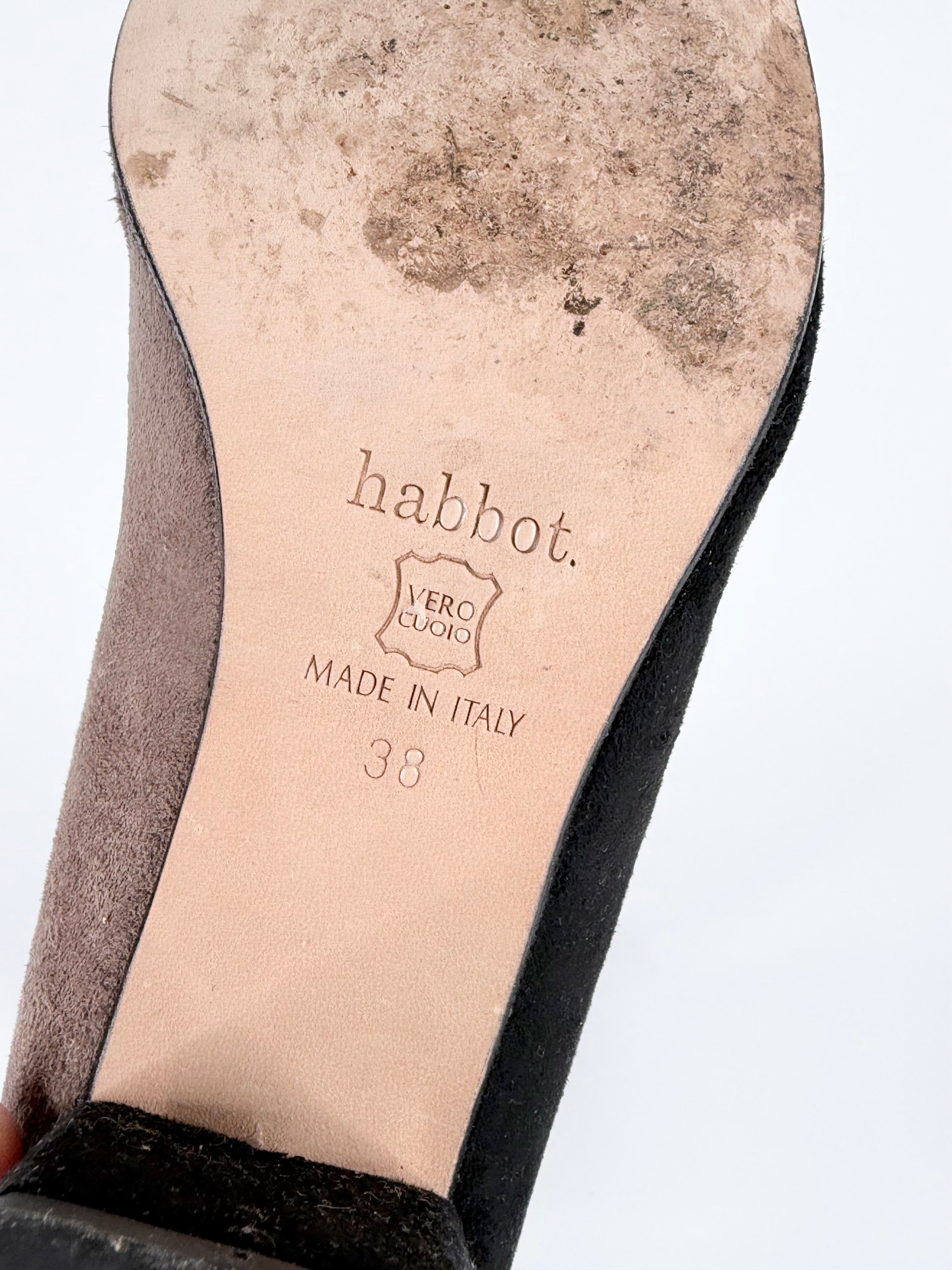 Habbot Taupe & Black Duotone Suede Knee High Boots - EU38