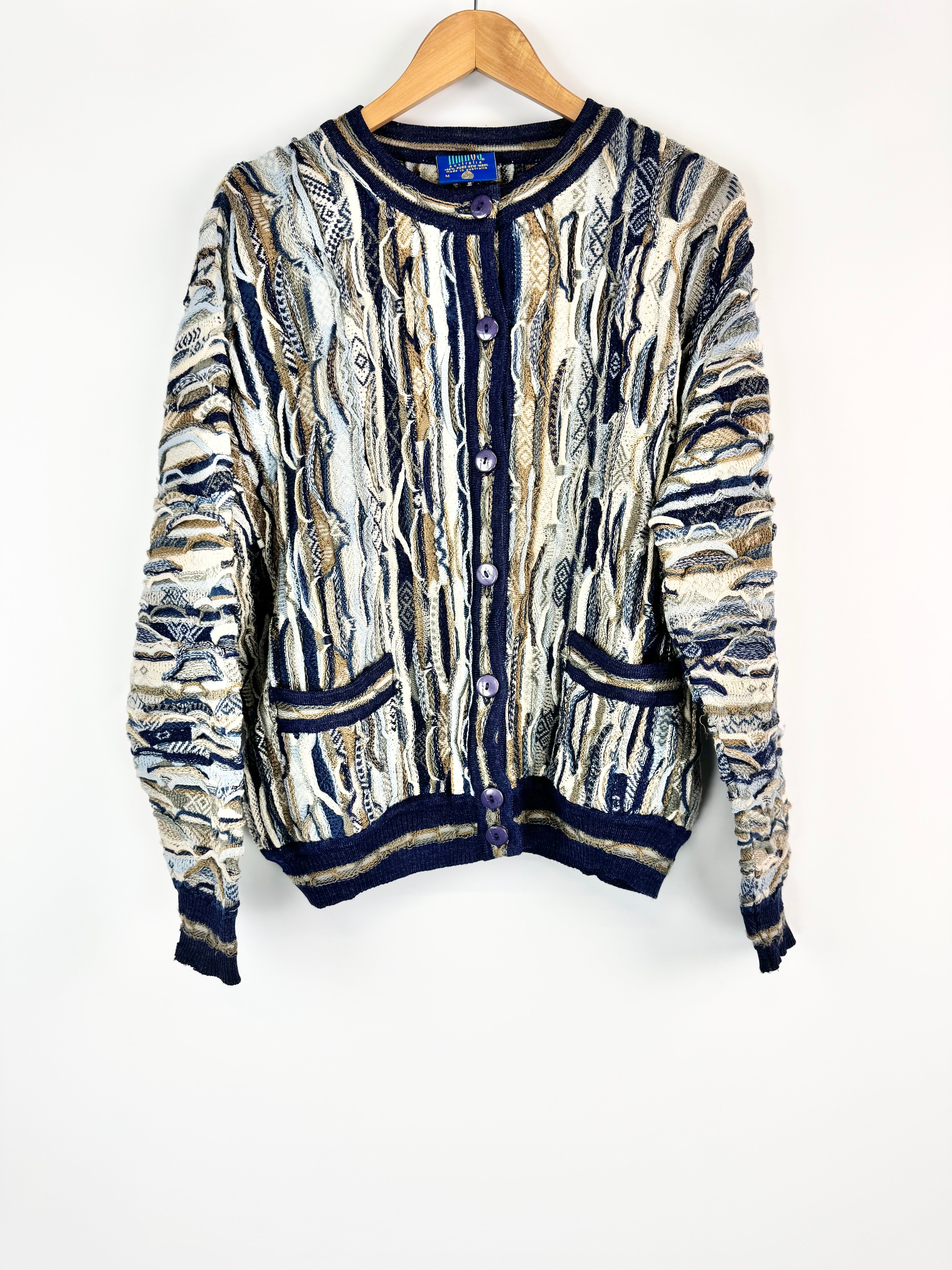 Limnos Multi-Coloured 3D Knit Wool Cardigan - M