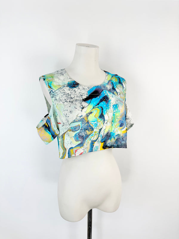 Lisa Ho Blue Marbled Crop Top - AU10