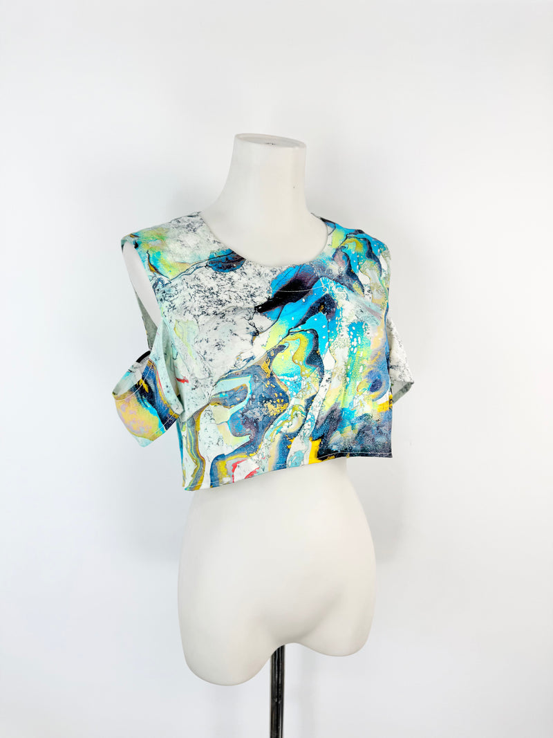 Lisa Ho Blue Marbled Crop Top - AU10