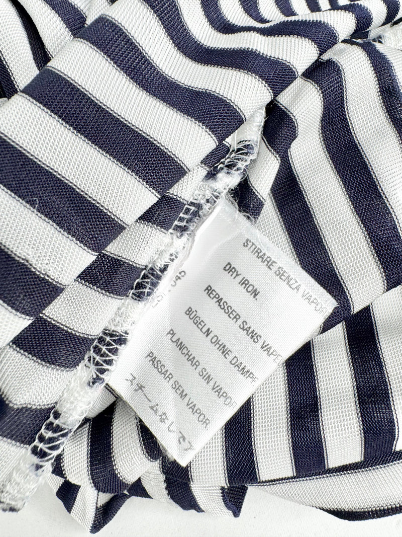 Max Mara White & Blue Striped Sheer Stretchy Skivvy - AU10