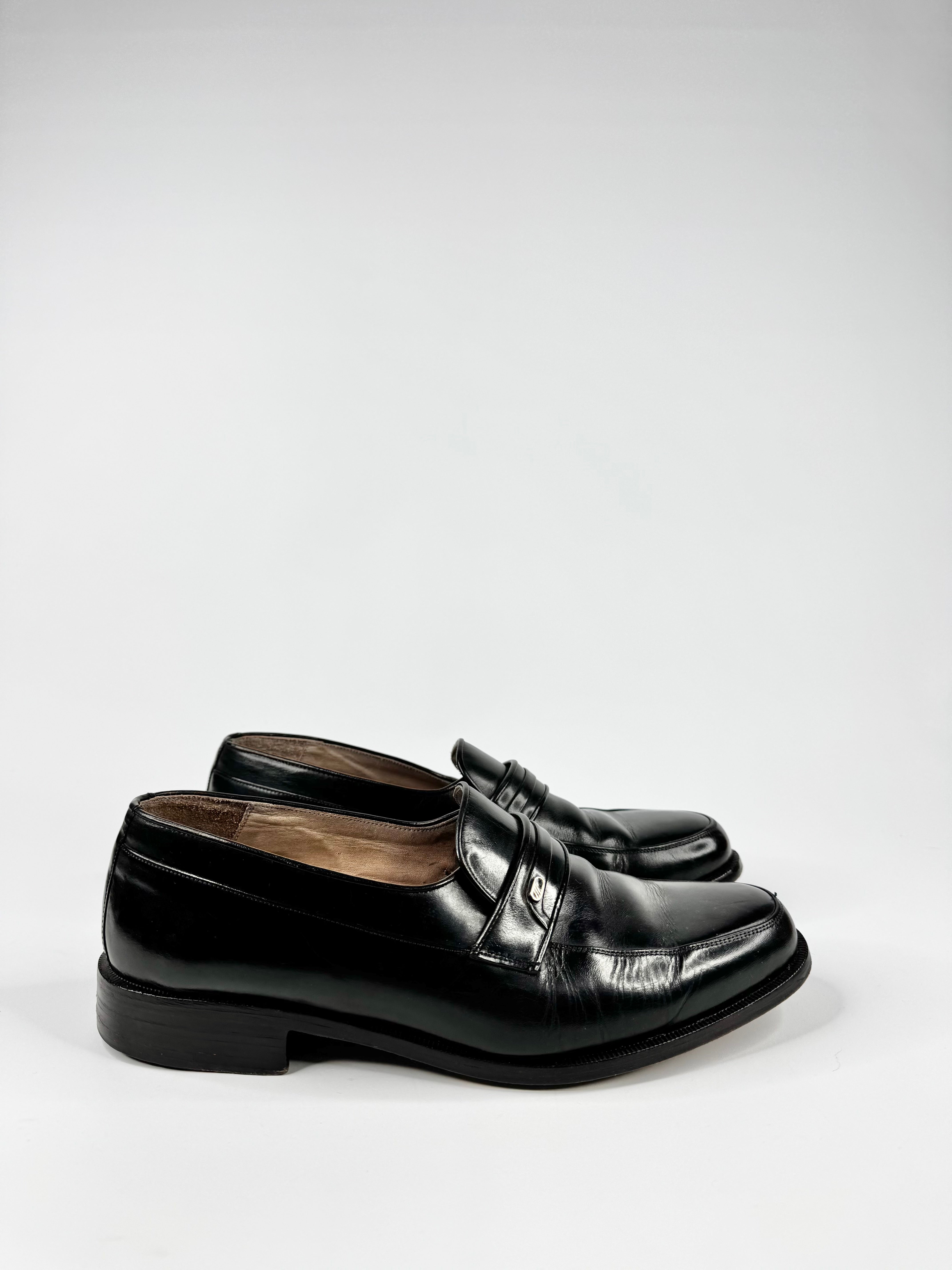 Vintage  Italian Made Black Leather Loafers - 7