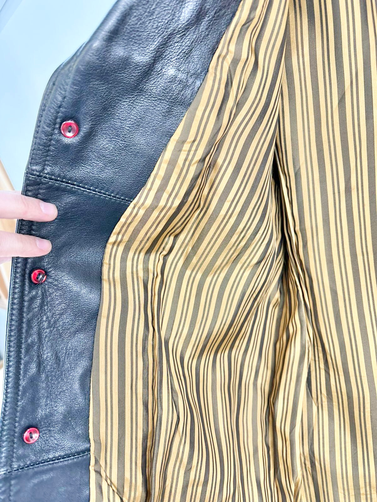 MFW Vintage Stephen Dattner Black Leather Button Up Jacket - 38