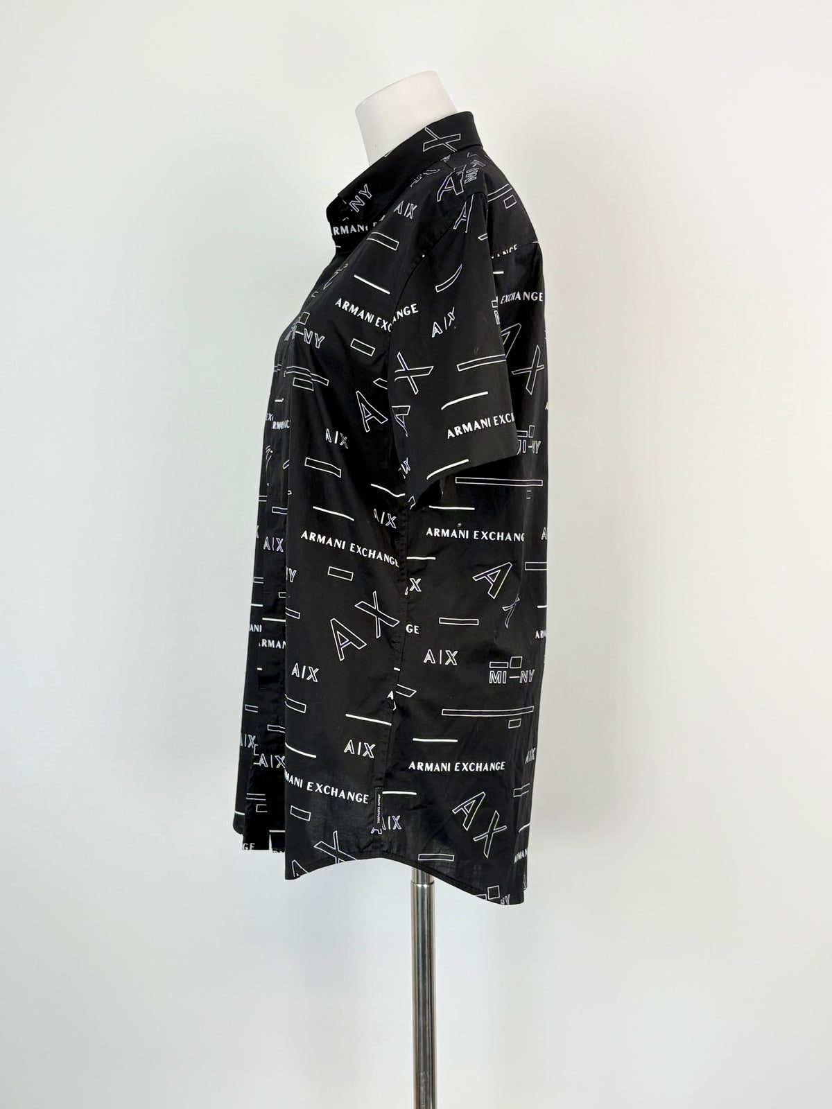 Armani Exchange Black Logo-Print Short Sleeve Shirt - M