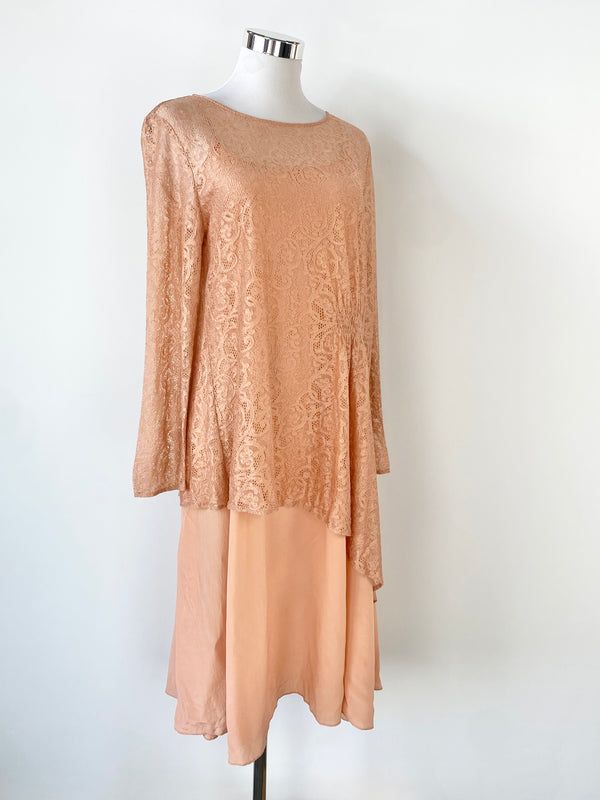 Marisfrolg Peach Lace & Silk Two Piece - AU10