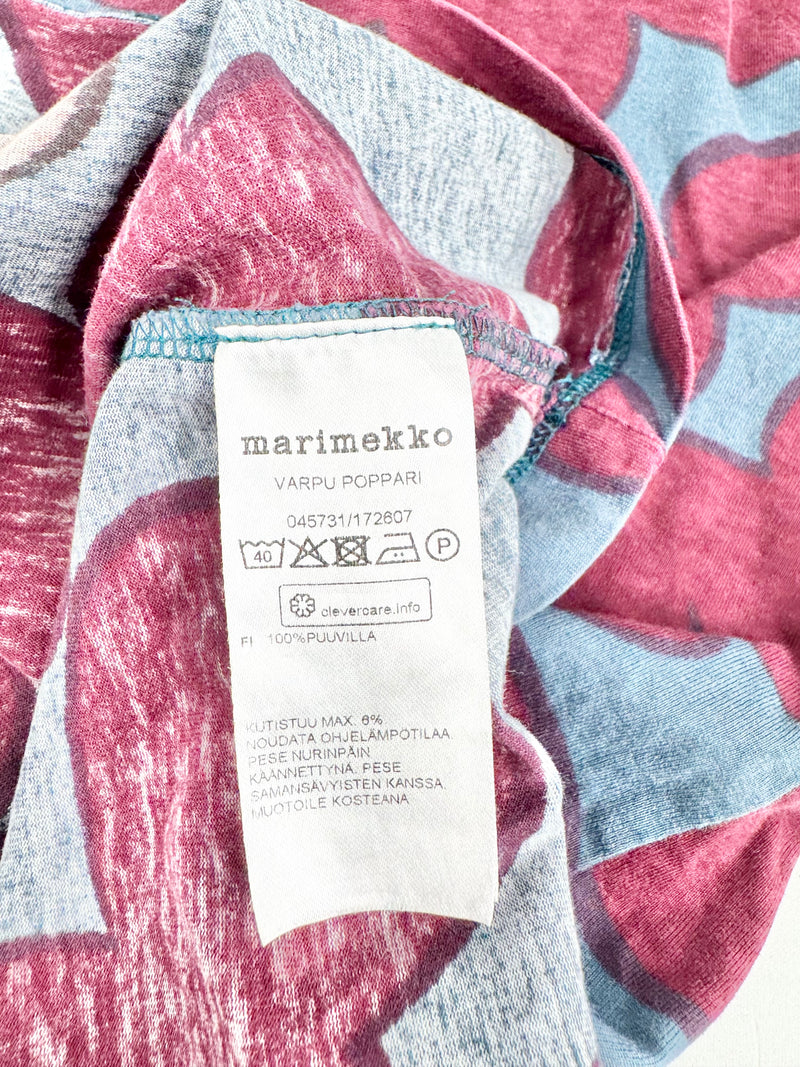 Marimekko 'Varpu Poppari' Blue & Red Shift Body Con Dress - AU10