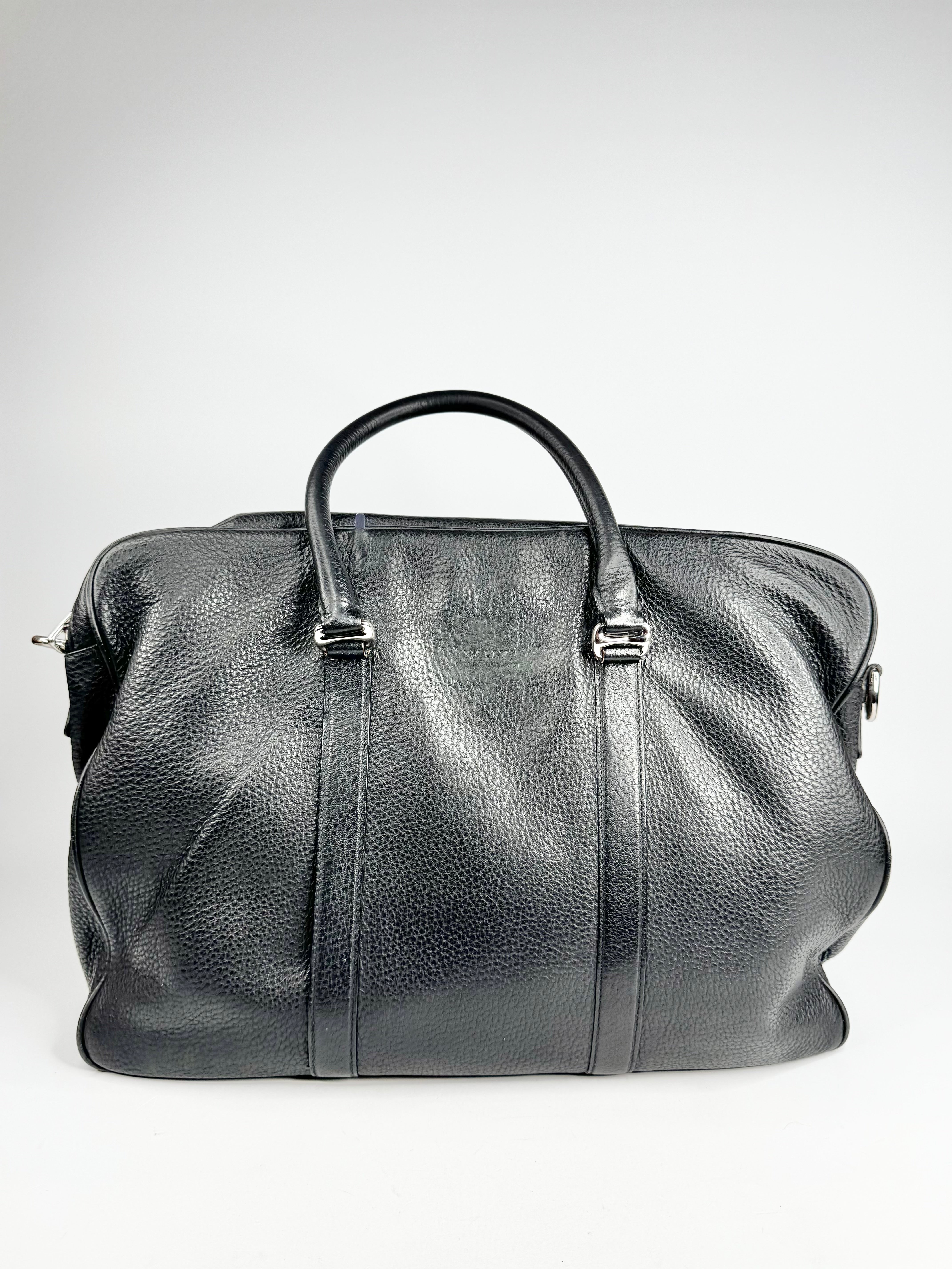 Bally Black Grained Briefcase