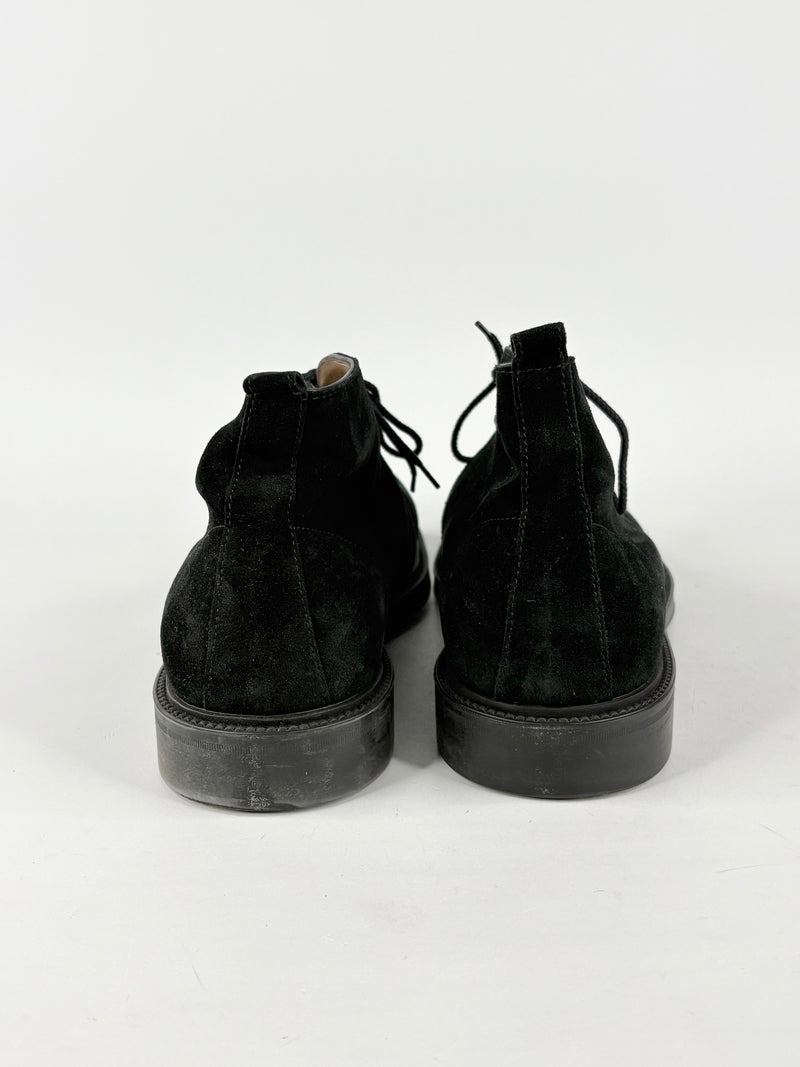 Calpierre Napoli Black Suede Lace-Up Ankle Boots - EU42
