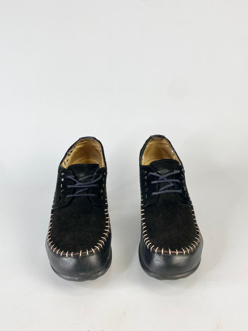 John Fluevog Black 'Cheerful' Heeled Lace Ups - EU38.5