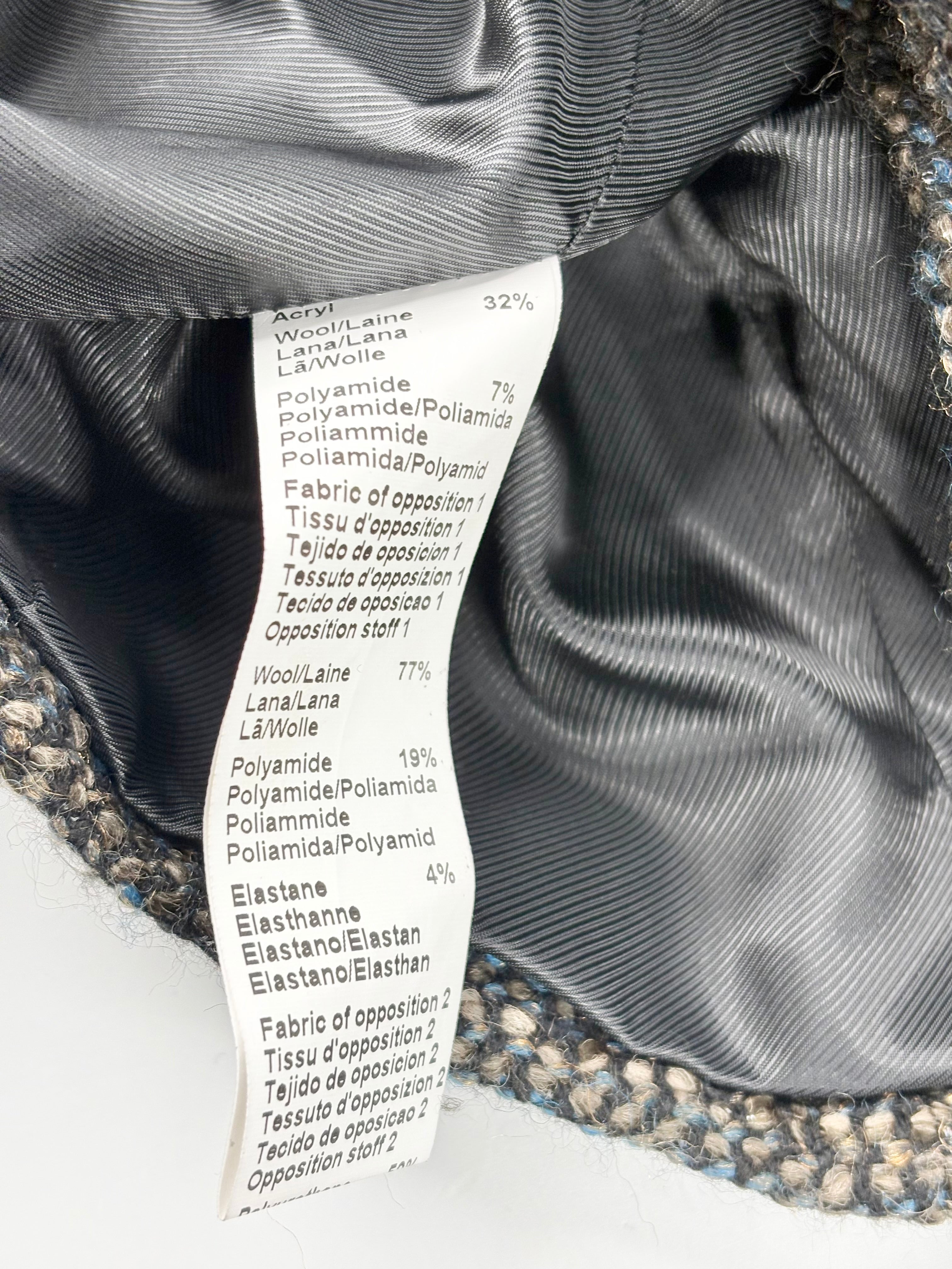 Gerard Darel Brown & Ocean Blue Tweed Asymmetric-Zip Moto Jacket - AU12