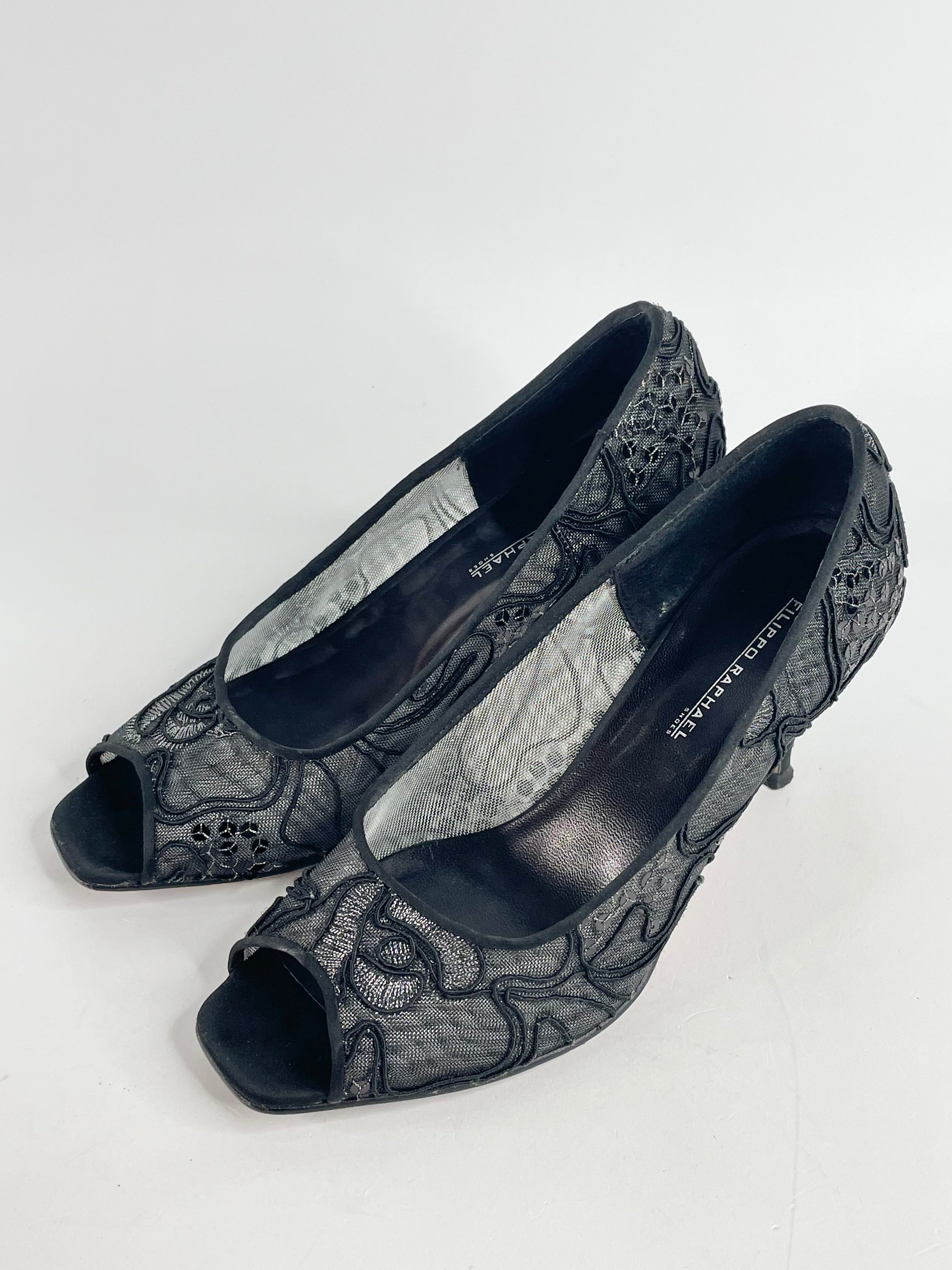 Filippo Raphael Black Lace Mesh 'Moonlight' Pumps - EU38