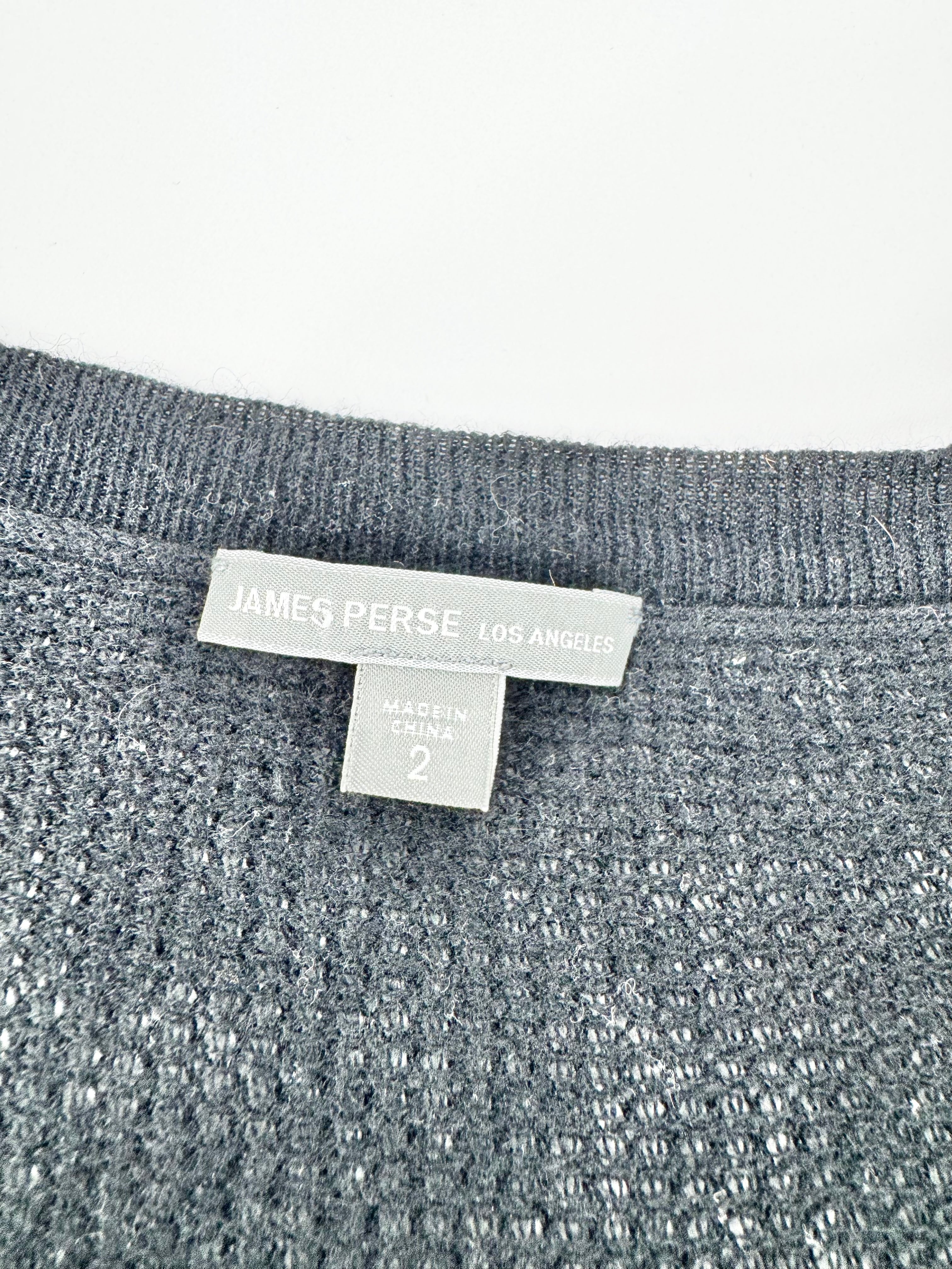 James Perse Black Textured Cotton & Cashmere Dress - AU10